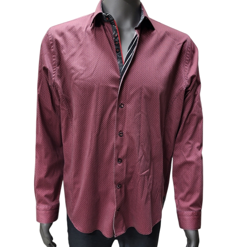 61B. Au Noir Red & Black Button Down Shirt - Size Medium